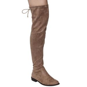 Yoki Anora OTK Beige Boots - SUEDE